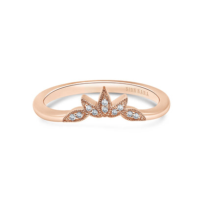Floral Boho Pavé Diamond Wedding Band