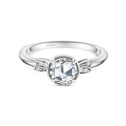 Floral Pavé Rose Cut Diamond Engagement Ring