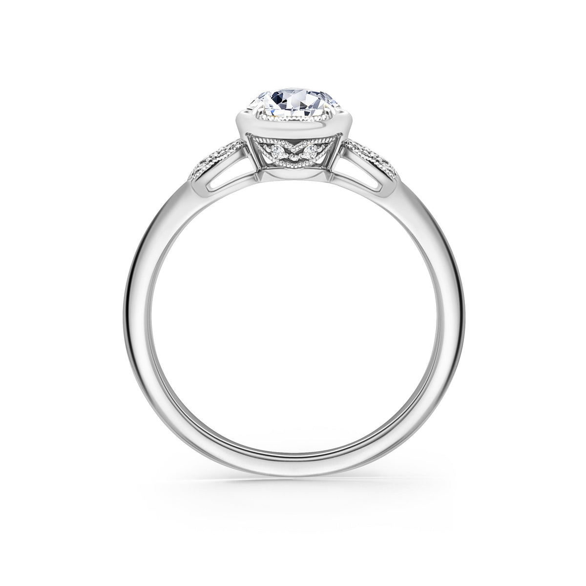 Floral Pavé Rose Cut Diamond Engagement Ring
