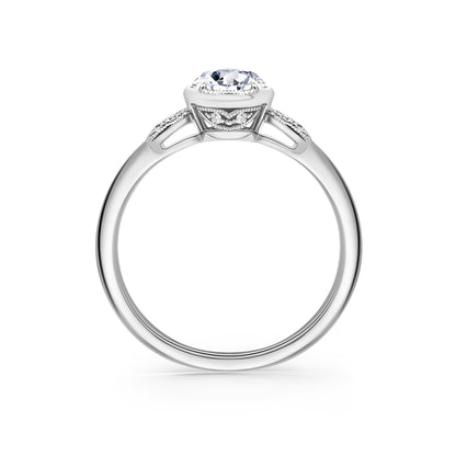 Floral Pavé Rose Cut Diamond Engagement Ring