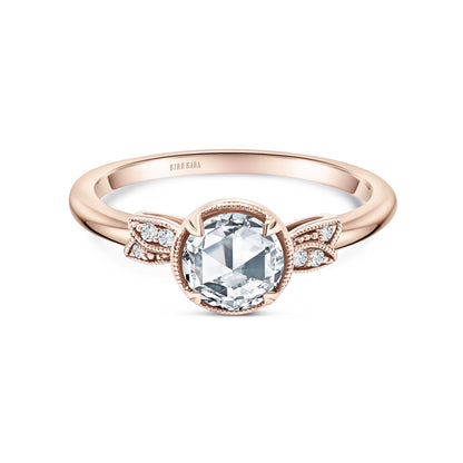 Floral Pavé Rose Cut Diamond Engagement Ring