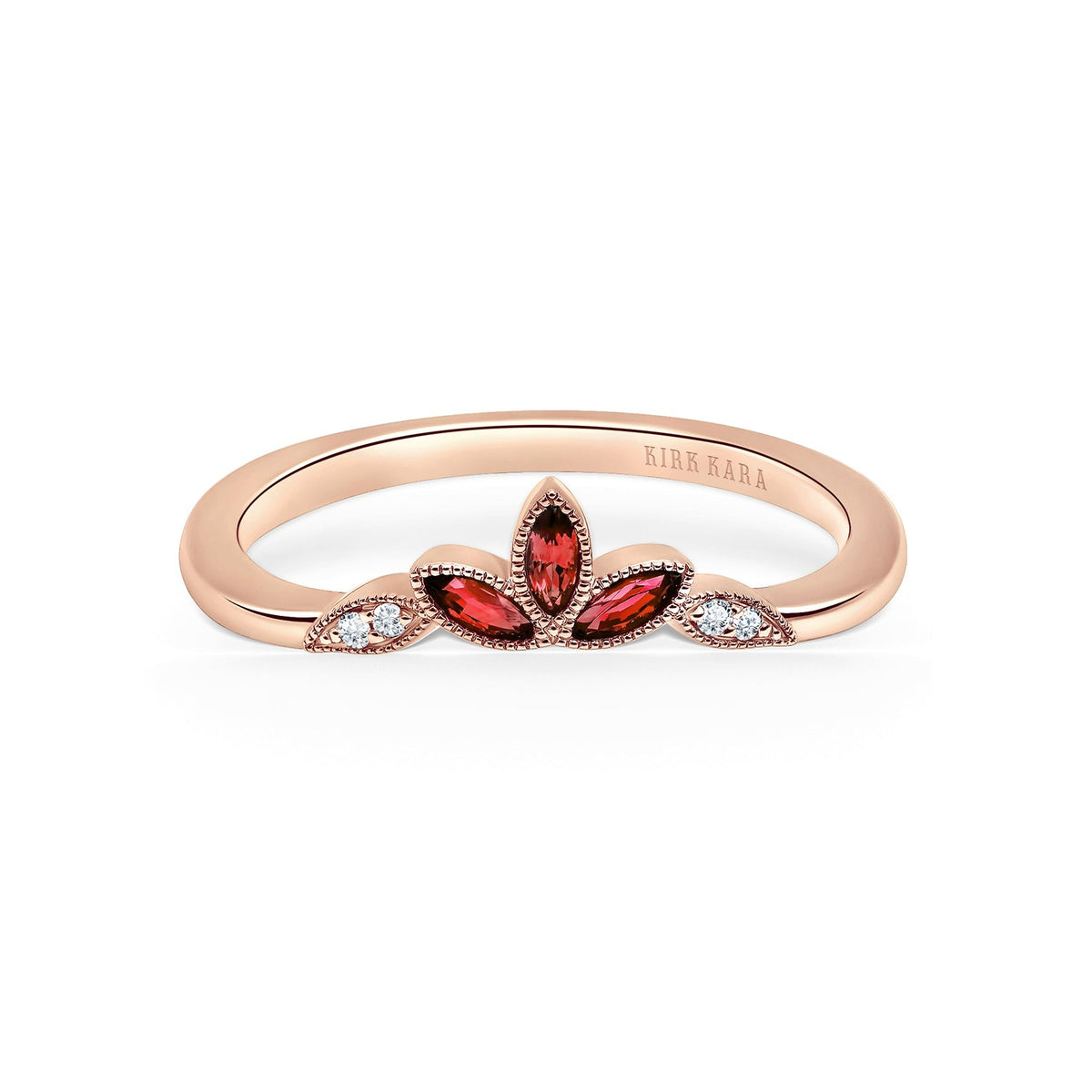 Floral Boho Ruby Diamond Wedding Band
