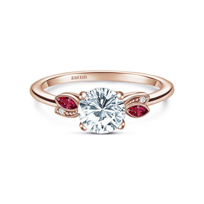 Floral Boho Ruby Diamond Engagement Ring