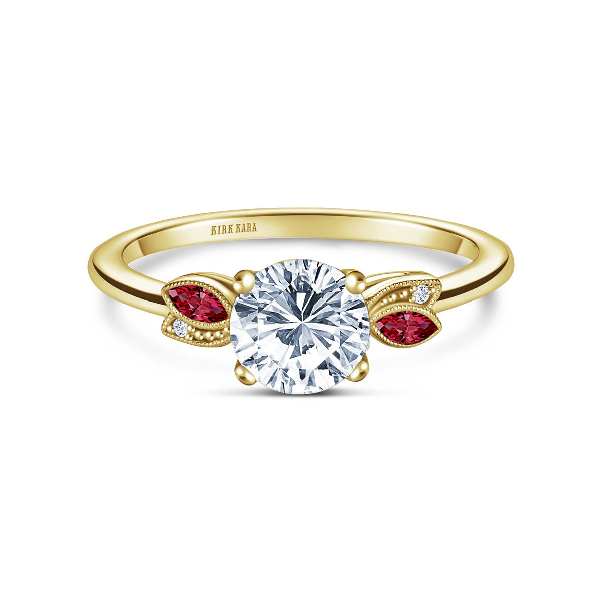Floral Boho Ruby Diamond Engagement Ring