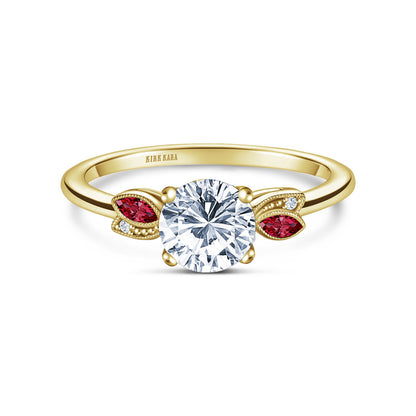 Floral Boho Ruby Diamond Engagement Ring