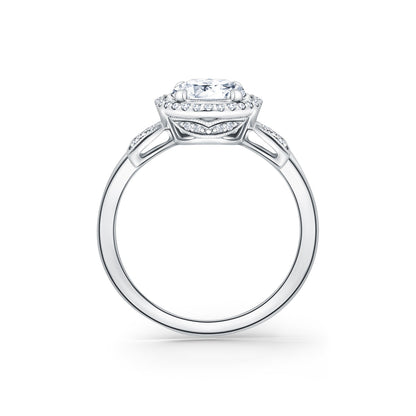 Floral Pavé Halo Diamond Engagement Ring