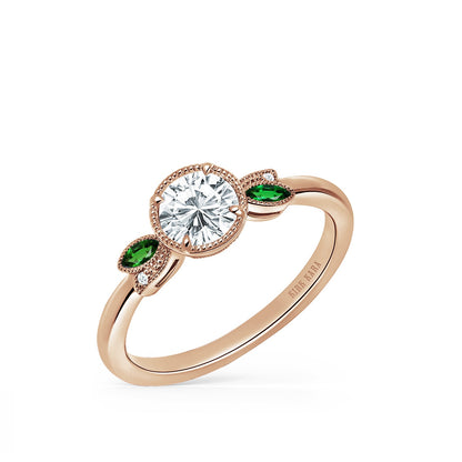 Floral Boho Tsavorite Diamond Engagement Ring