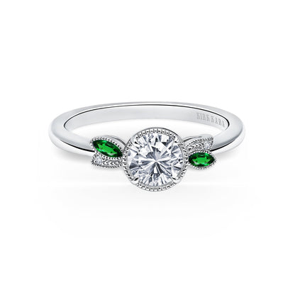 Floral Boho Tsavorite Diamond Engagement Ring