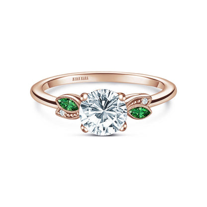 Floral Boho Tsavorite Diamond Peg Engagement Ring
