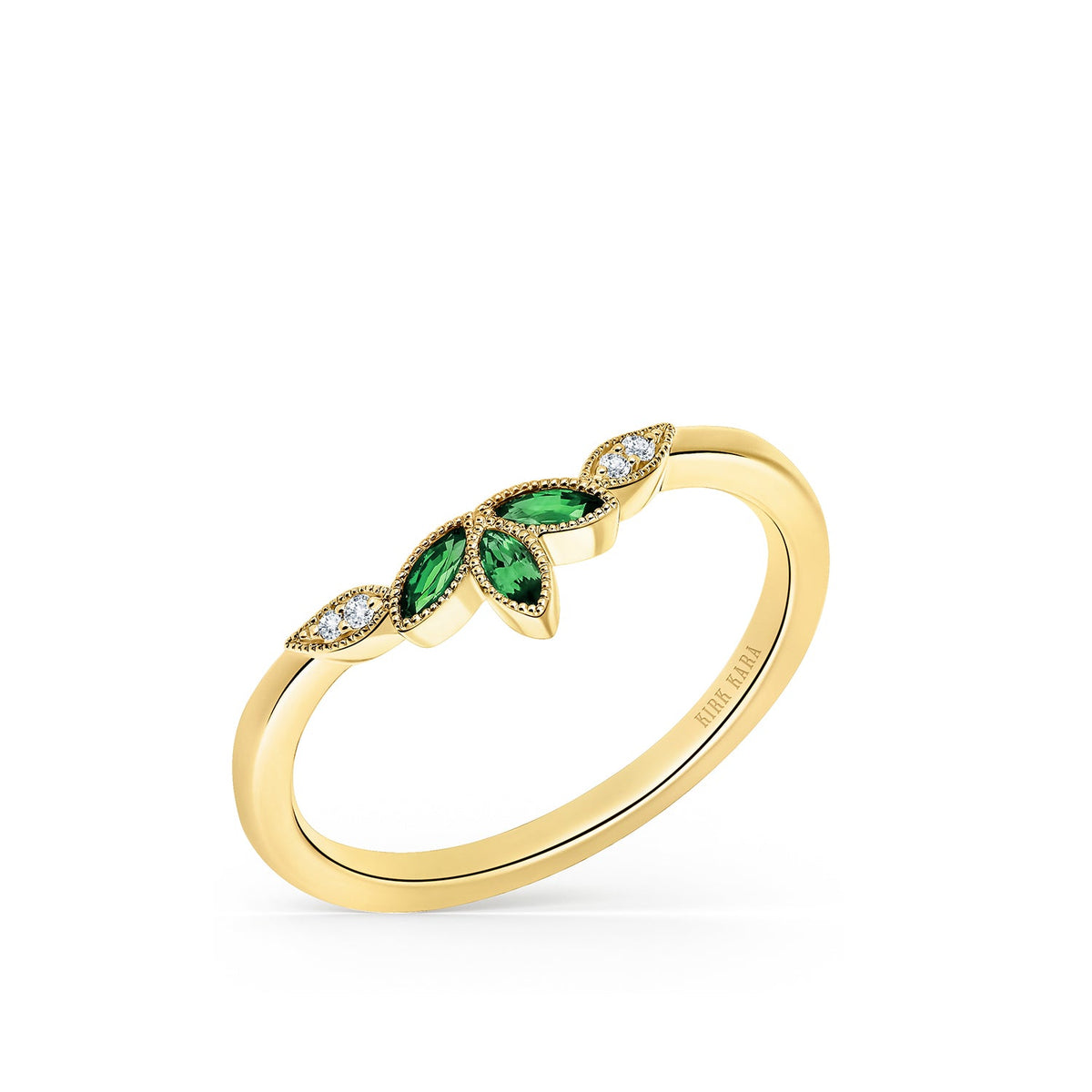 Floral Boho Tsavorite Diamond Wedding Band