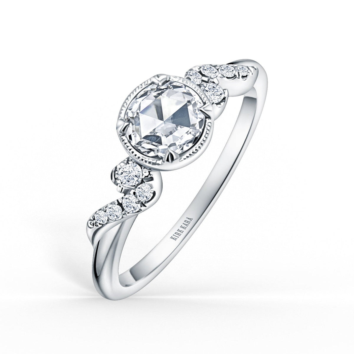 Royal Swirl Rose Cut Diamond Engagement Ring