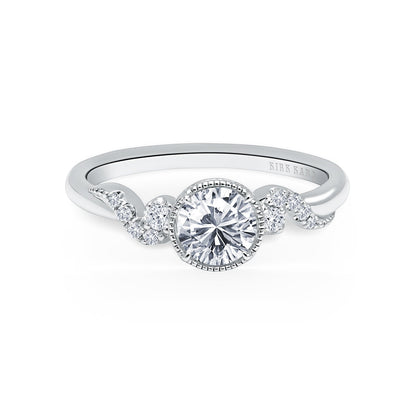 Elegant Swirl Diamond Engagement Ring