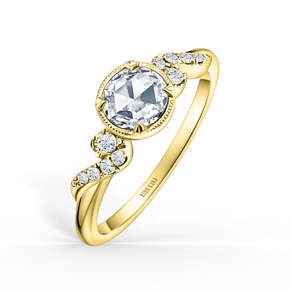 Royal Swirl Rose Cut Diamond Engagement Ring
