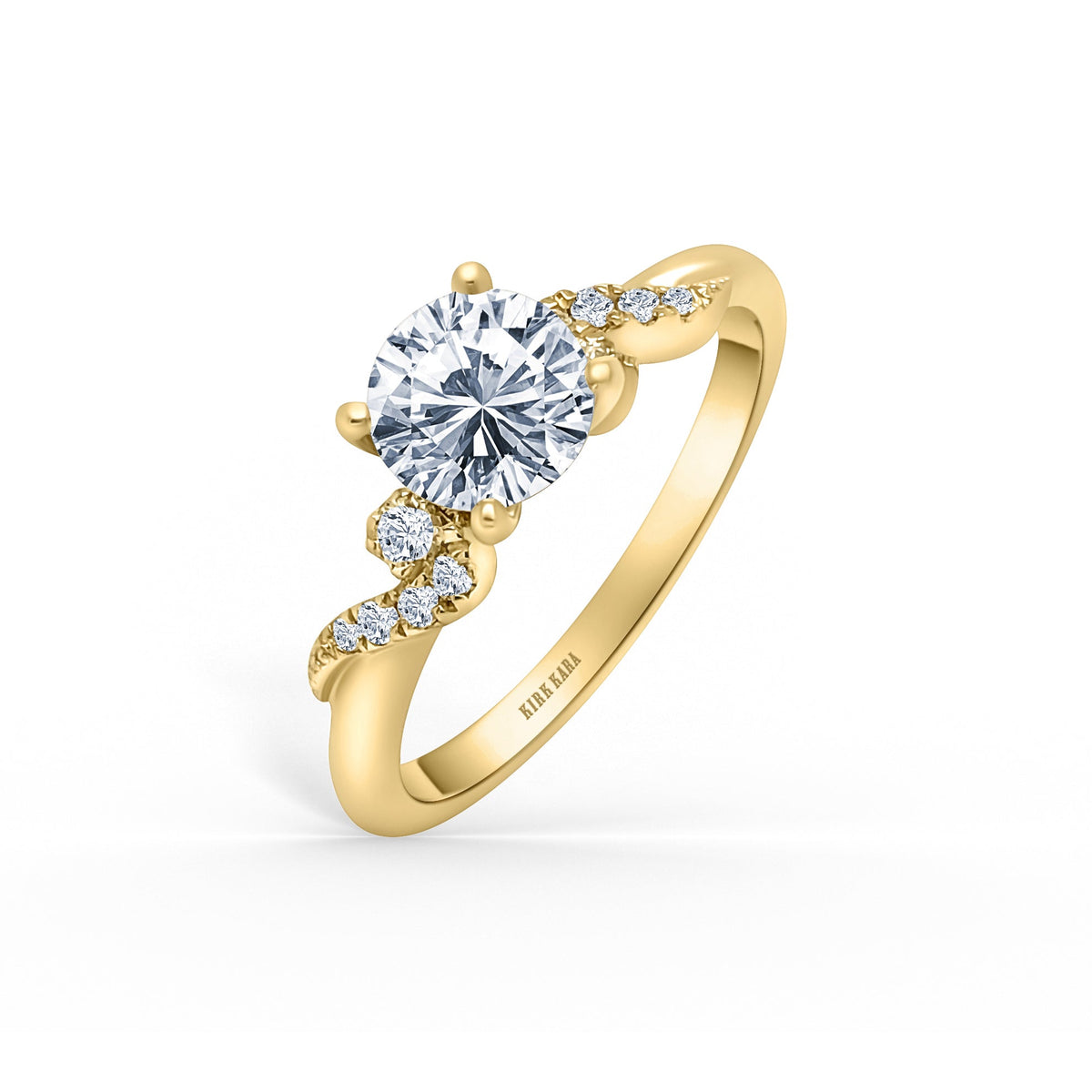 Swirl Accent Diamond Engagement Ring