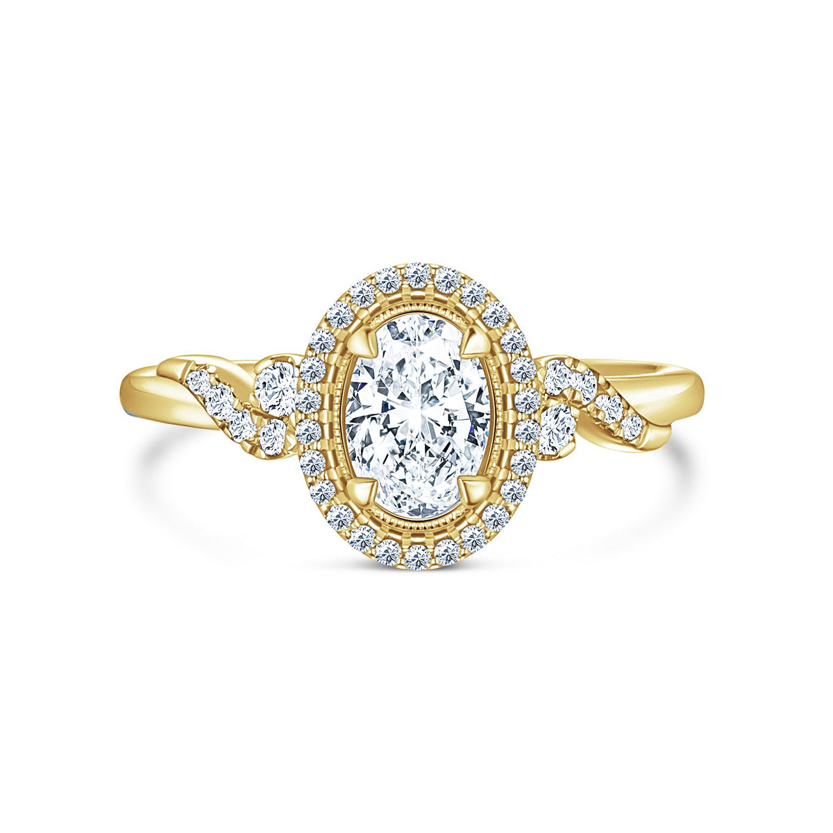 Royal Swirl Halo Diamond Engagement Ring