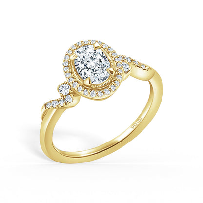 Royal Swirl Halo Diamond Engagement Ring