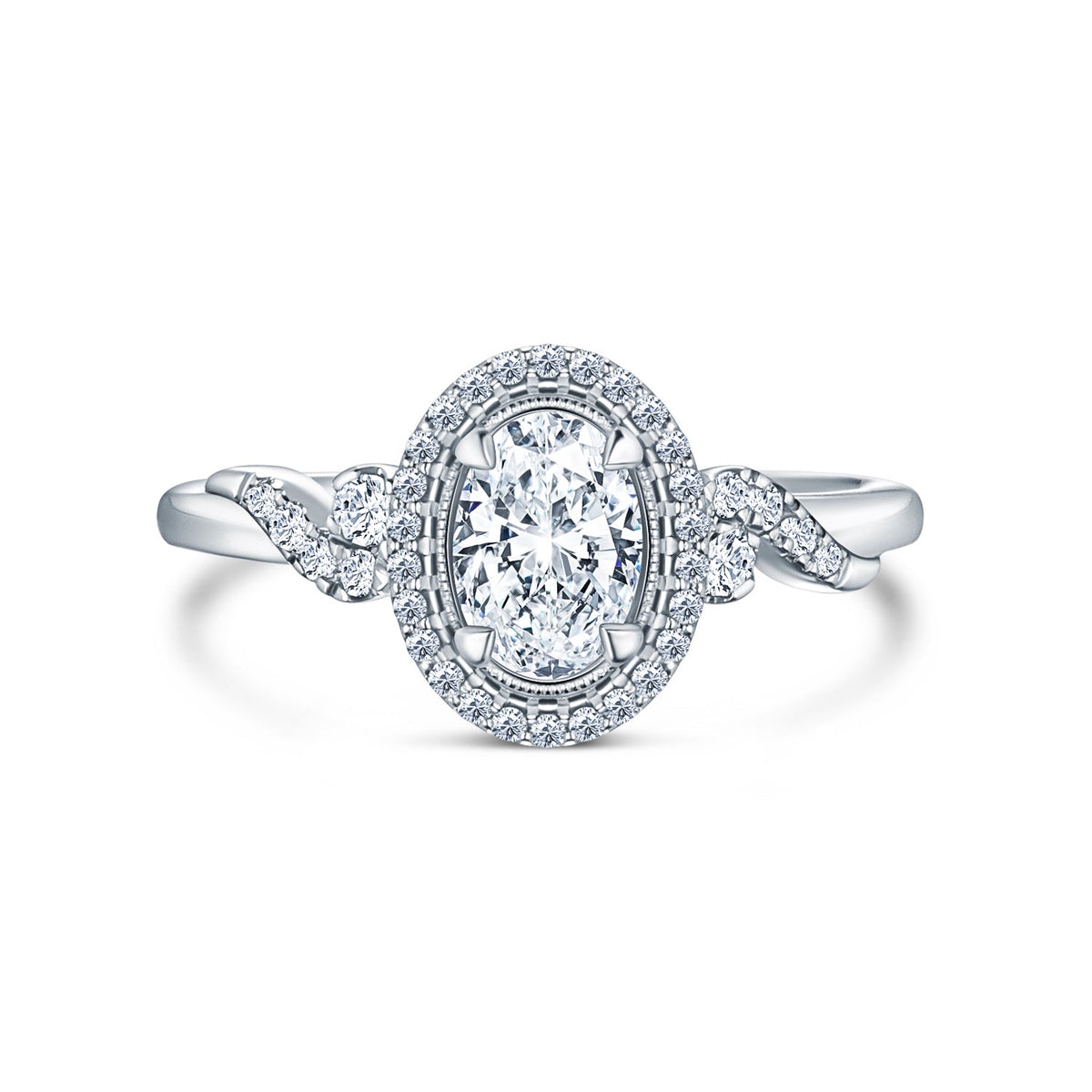 Royal Swirl Halo Diamond Engagement Ring