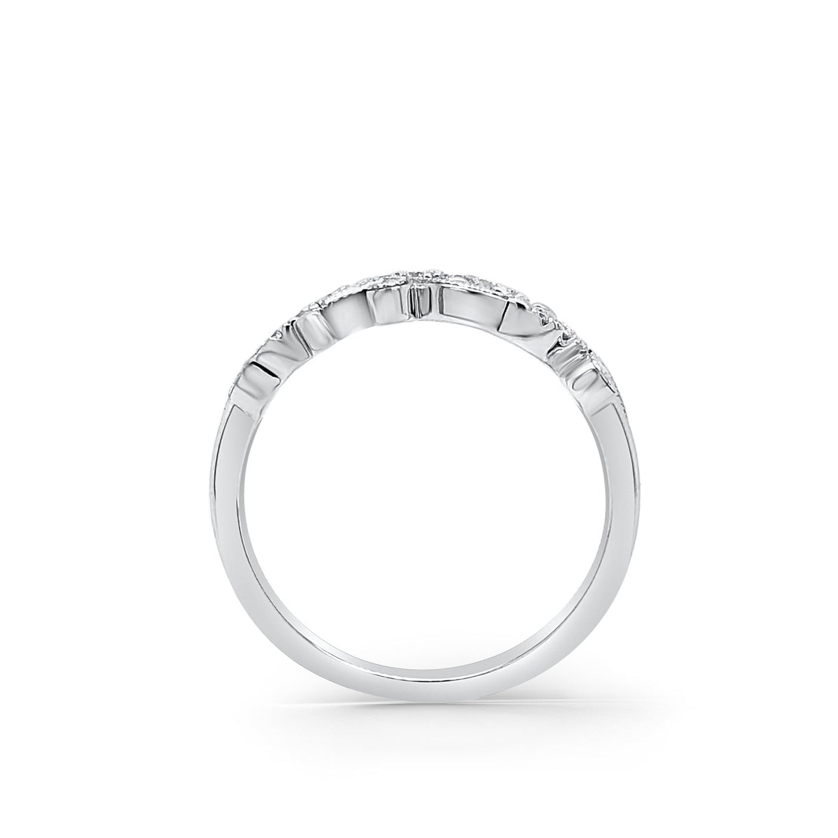 Contoured Swirl Pavé Milgrain Diamond Wedding Band