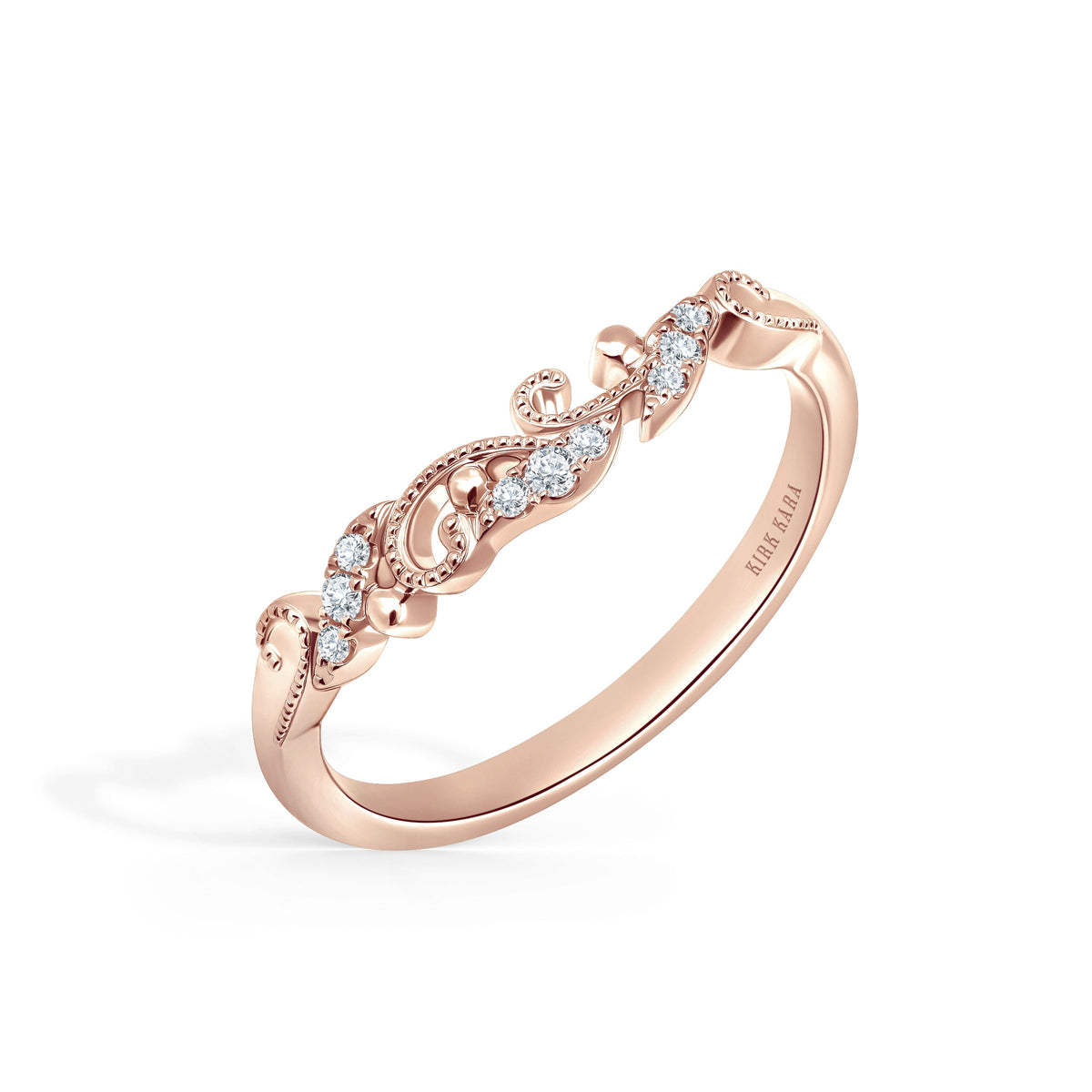 Contoured Swirl Pavé Milgrain Diamond Wedding Band
