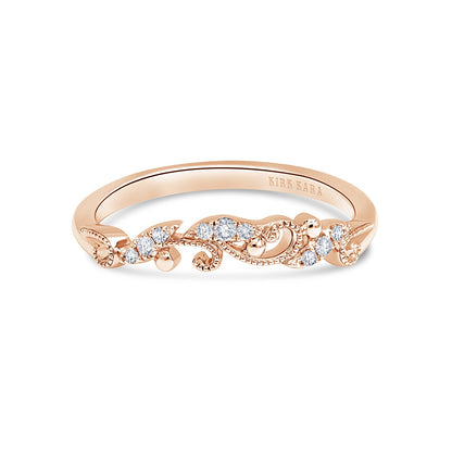 Contoured Swirl Pavé Milgrain Diamond Wedding Band