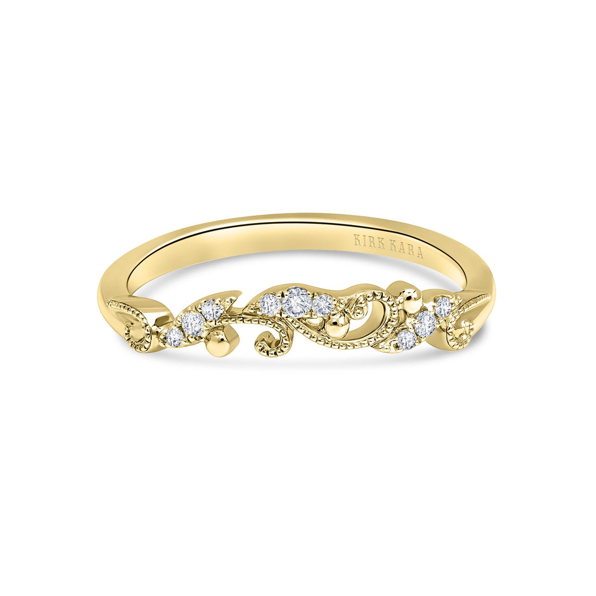 Contoured Swirl Pavé Milgrain Diamond Wedding Band