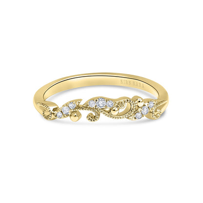 Contoured Swirl Pavé Milgrain Diamond Wedding Band
