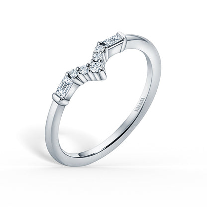 Boho V Baguette Diamond Wedding Band