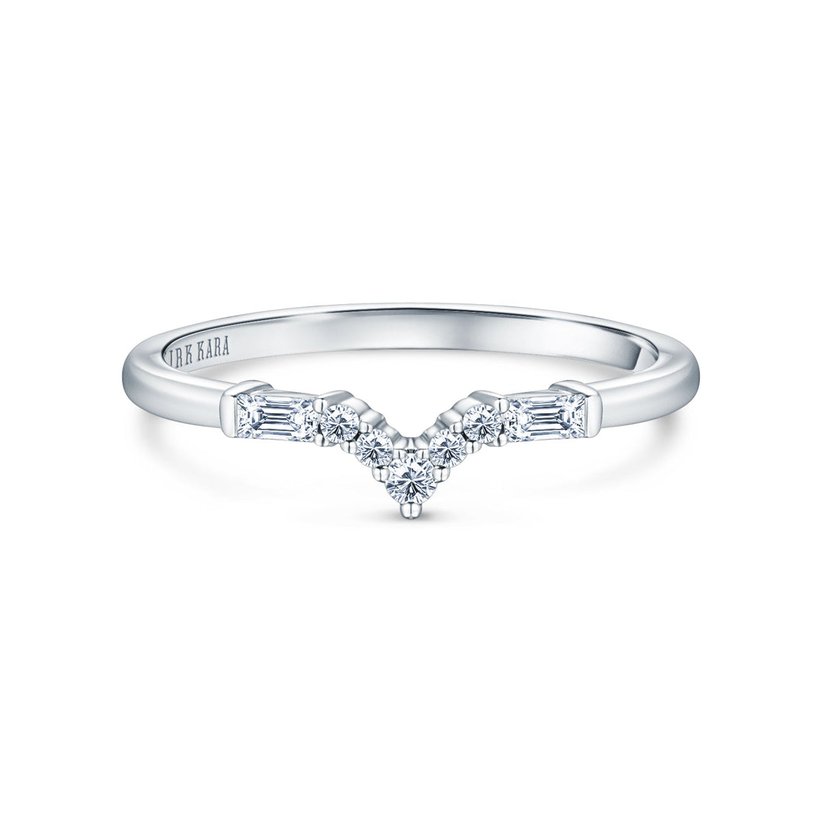 Boho V Baguette Diamond Wedding Band