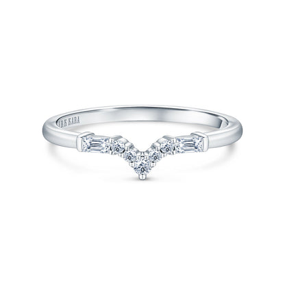 Boho V Baguette Diamond Wedding Band