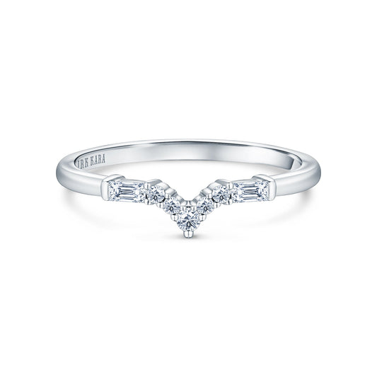 Boho V Baguette Diamond Wedding Band