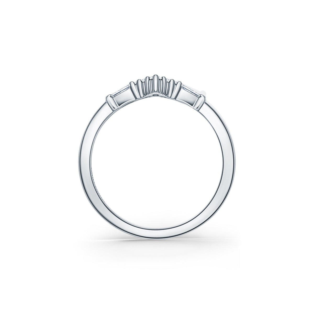 Boho V Baguette Diamond Wedding Band