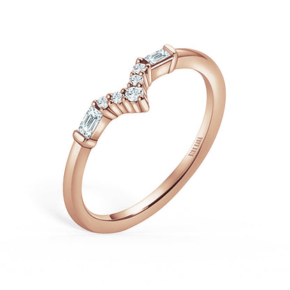 Boho V Baguette Diamond Wedding Band