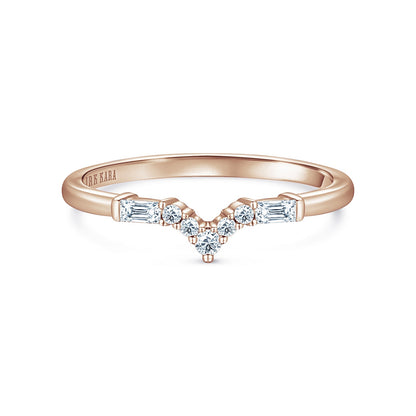 Boho V Baguette Diamond Wedding Band