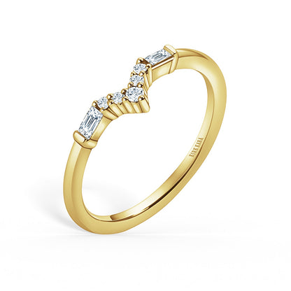 Boho V Baguette Diamond Wedding Band