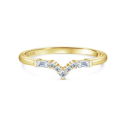Boho V Baguette Diamond Wedding Band