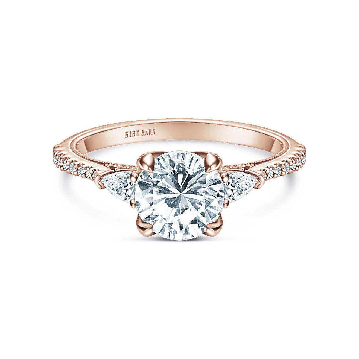 Three Stone Pear Side Stone Diamond Engagement Ring