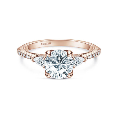 Three Stone Pear Side Stone Diamond Engagement Ring