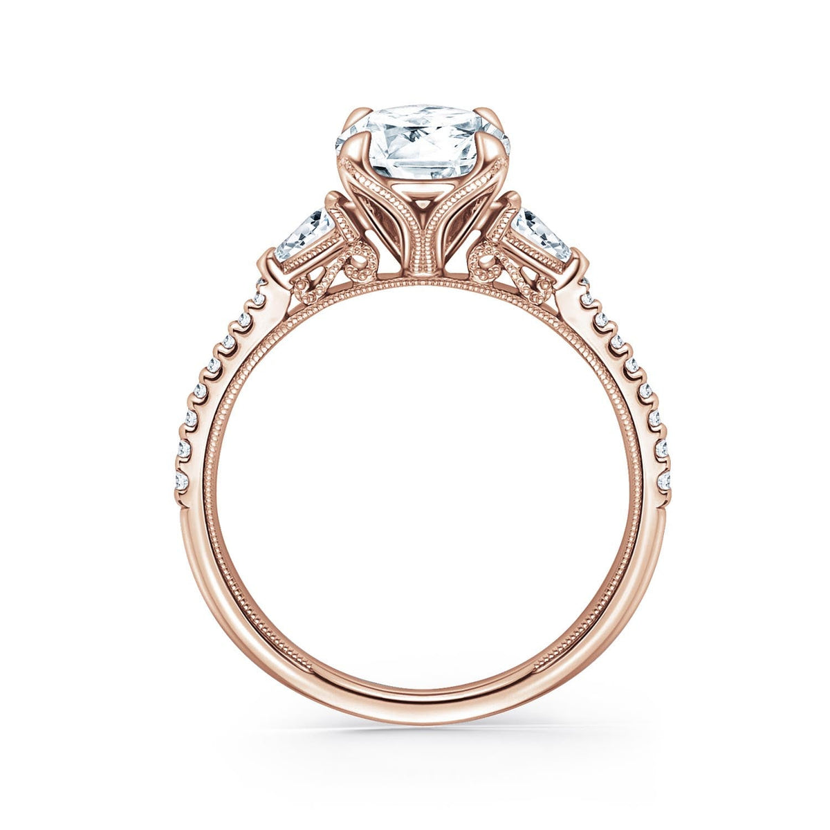 Three Stone Pear Side Stone Diamond Engagement Ring