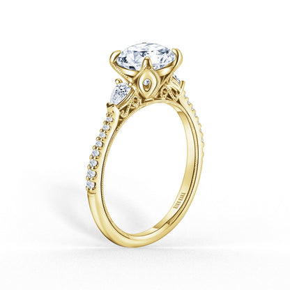 Three Stone Pear Side Stone Diamond Engagement Ring