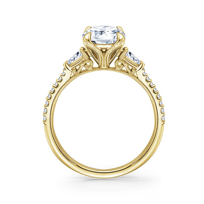 Three Stone Pear Side Stone Diamond Engagement Ring
