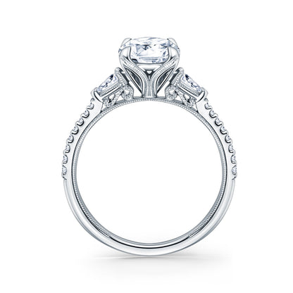 Three Stone Pear Side Stone Diamond Engagement Ring