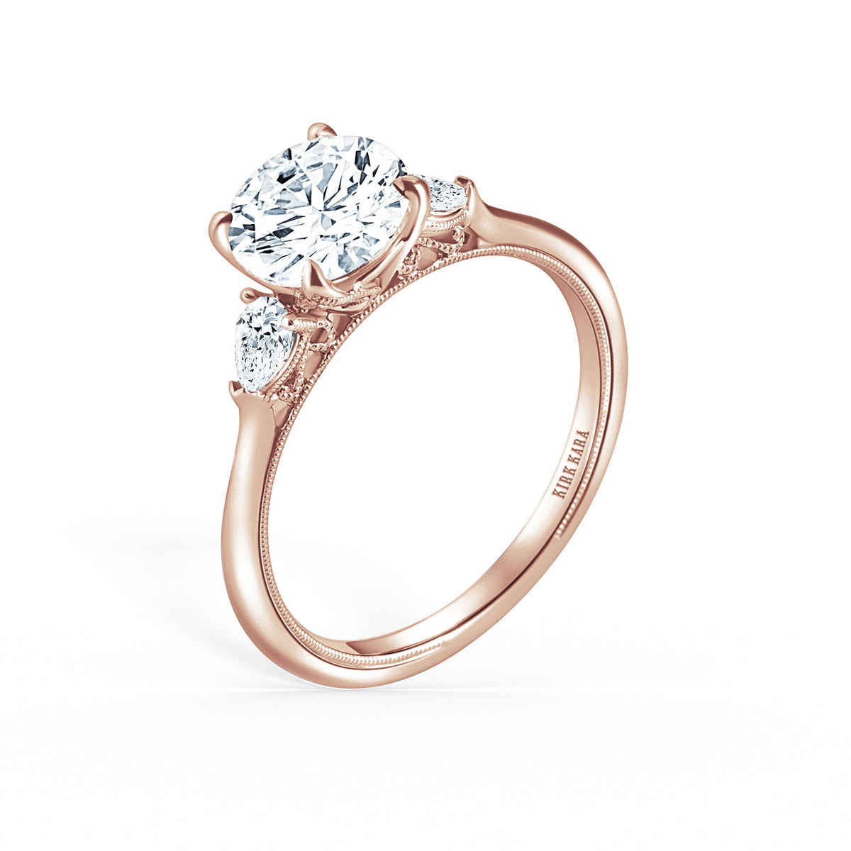 Three Stone Pear Side Stone Diamond Engagement Ring