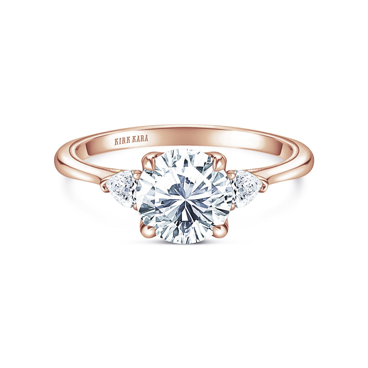 Three Stone Pear Side Stone Diamond Engagement Ring