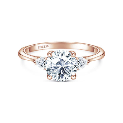 Three Stone Pear Side Stone Diamond Engagement Ring