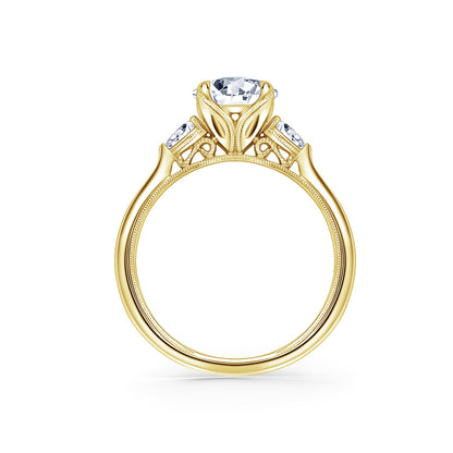 Three Stone Pear Side Stone Diamond Engagement Ring