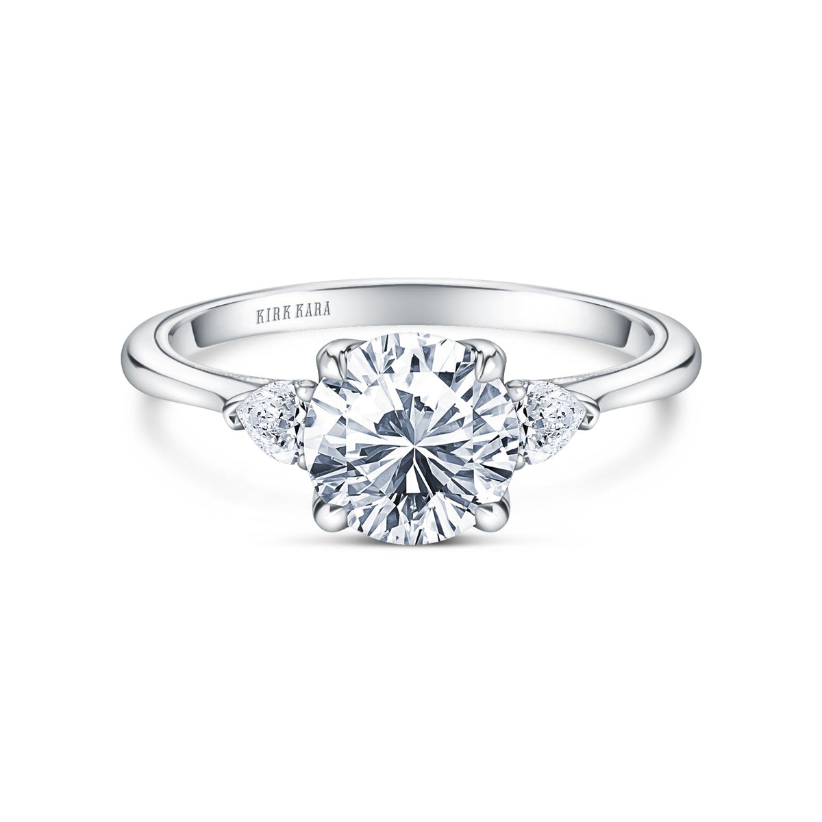 Three Stone Pear Side Stone Diamond Engagement Ring