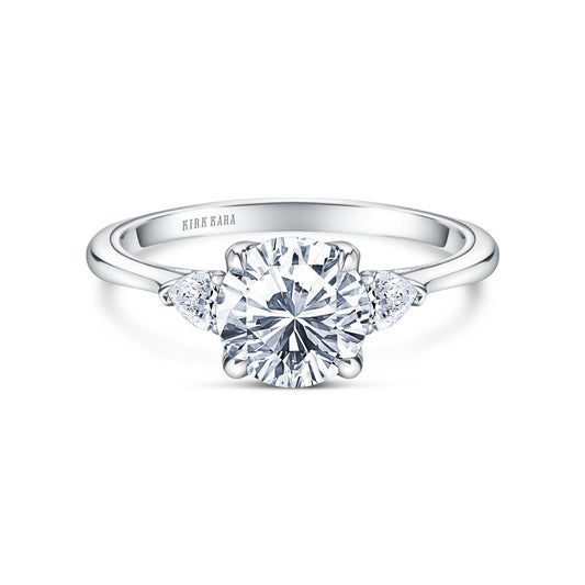 Three Stone Pear Side Stone Diamond Engagement Ring