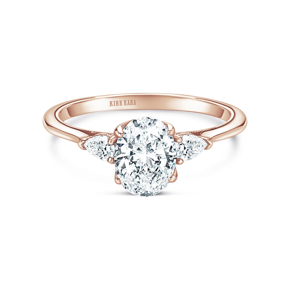 Three Stone Pear Side Stone Diamond Engagement Ring