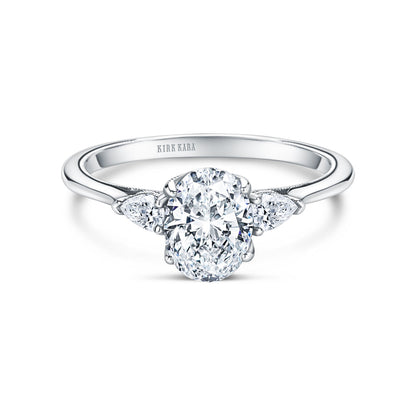 Three Stone Pear Side Stone Diamond Engagement Ring