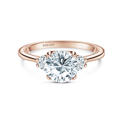 Three Stone Half Moon Side Stone Diamond Engagement Ring